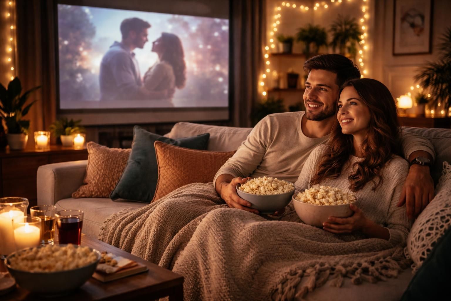 découvrez comment créer un date cinéma romantique à la maison avec un écran de projection, pour une soirée en couple inoubliable et cosy.